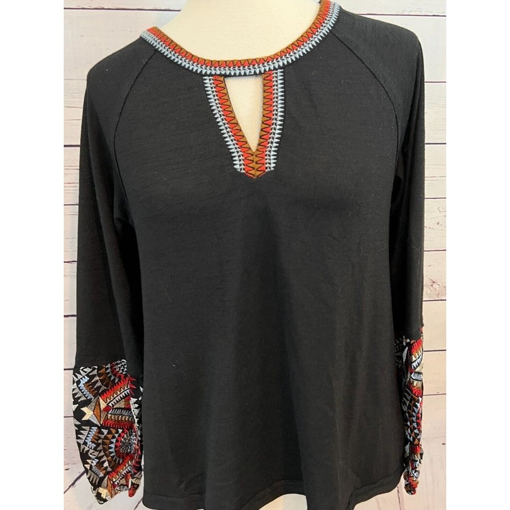 Miss Me Blouse Small Aztec Western Boho Hippie Shirt Peasant Embroidered blouse